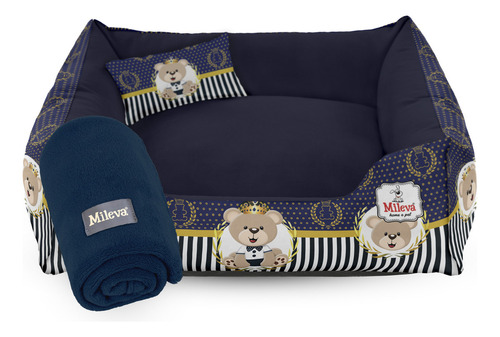 Kit Pet Cama Para Cachorro Gato 70x70 + Mantinha Pet Soft Cor Ursinho Imperial