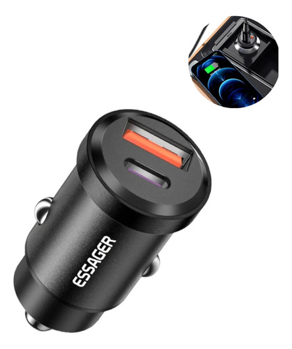 Cargador Auto Essager Carga Rápida 30w Usb Y Tipo C