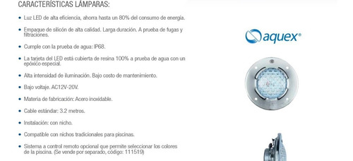 Imagen 2 de 6 de Lampara Spa/jacuzzi Led Colores 12w 12v