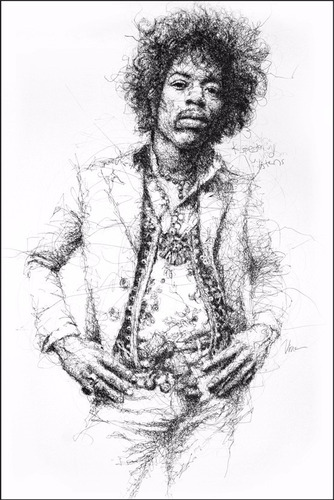 Poster Jimi Hendrix Hd 60x90cm Rock Desenho De Rabiscos Arte