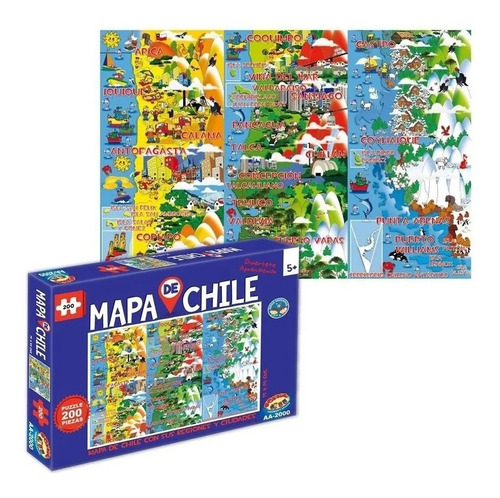 Puzzle Rompecabeza 200 Piezas Mapa De Chile Educativo