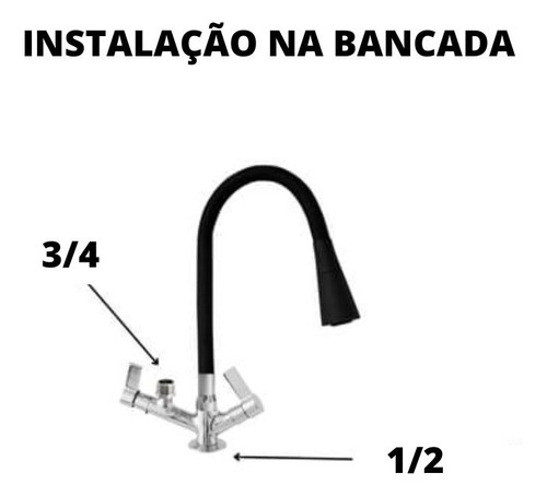 Torneira Bancada Maquina Lavar Louça Louça Cone Preto C71 Acabamento Fosco