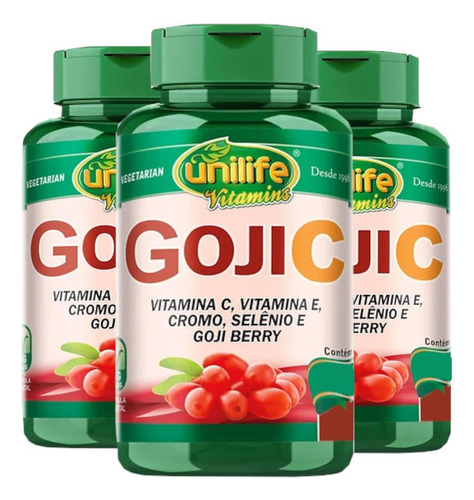 Goji Berry Com Vitamina C E E, Cromo E Selênio Kit Com 3