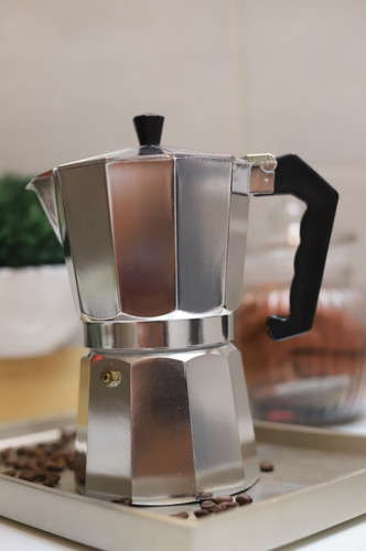Cafetera Aluminio Espresso Metal Negra 6 Pocillos