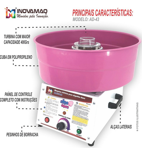 Imagem 7 de 10 de Maquina Algodao Doce - Profissional + Kit P/ Ensacar Gratis