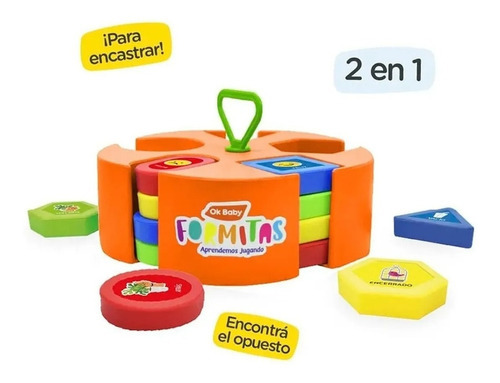Imagen 4 de 4 de Juego De Encastre Aprende Formas Colores 2 En 1 Bebe Ok Baby Color Naranja 0279
