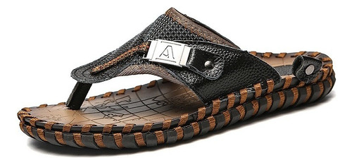 Hombres Casual Chanclas De Cuero Sandalias Zapatillas