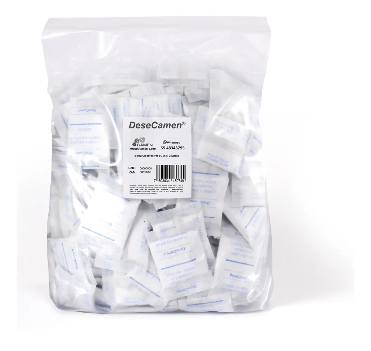 Silica Gel 250pz - 5g Absorbe Humedad Gel De Sílice Desecante Grado Alimenticio y Farmacéutico - Desecamen PAK