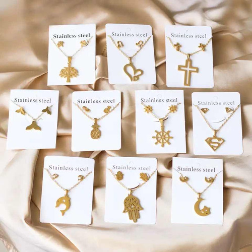Lote 20 Piezas Acero Inoxidable Juego De Aretes Collar Dije