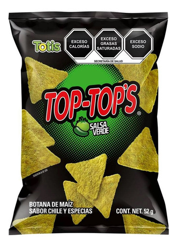 Botana Top Tops Salsa Verde 12 Piezas De 52 Gramos