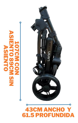 Imagen 9 de 10 de Coche Mega Baby Bebe Convertible Tres En Uno Con Huevito + Asiento Moisés Cuna Plegable Liviano