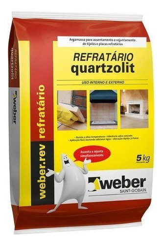 Argamassa P/ Tijolos E Placas Refratárias 5kg Quartzolit