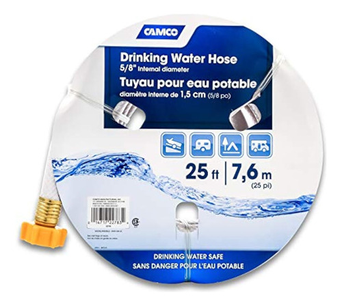 Camco 25ft Tastepure Manguera De Agua Potable Con Plomo Y Si