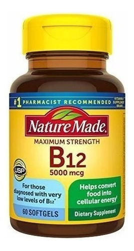 Vitamina B12 5000 Mcg Maxima Fuerza 60 Capsulas