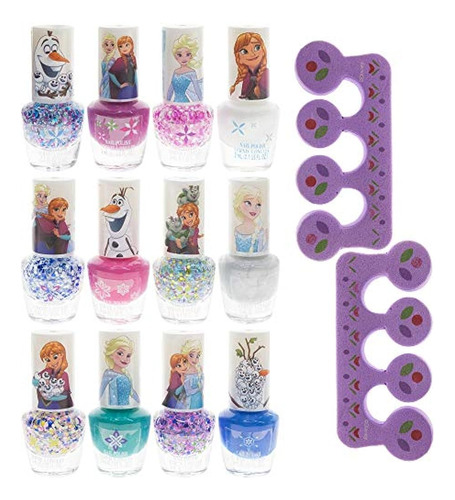 Juego De Esmalte De Uñas Frozen De 12 Piezas Con Limas De Uñ