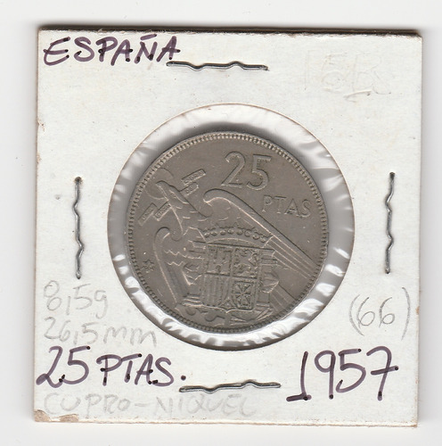 Moneda España 25 Pesetas 1957 (66) Vf/xf