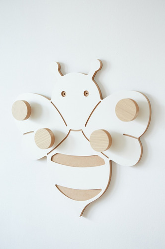 Perchero De Pared Abejita Infantil Escandinavo Nordico