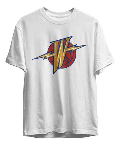 Remera Basket Nba Golden State Warriors Blanca Logo Vintage