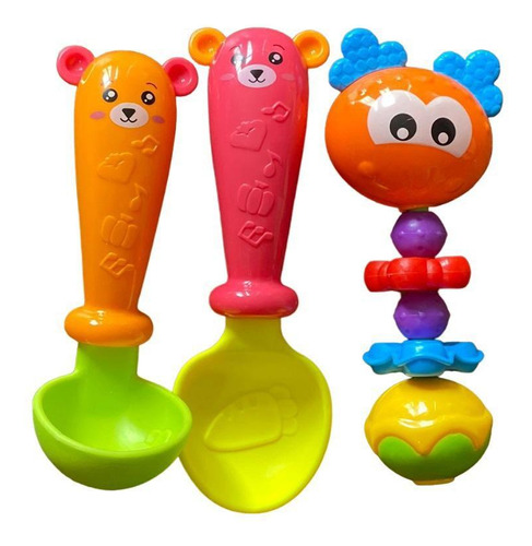 Brinquedo Infantil Bebê Criança Chocalho Bichinho -kit 3 Un