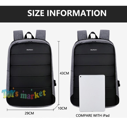 Imagen 7 de 10 de Mochila Inteligente Porta Notebook Usb Auxiliar Auriculares