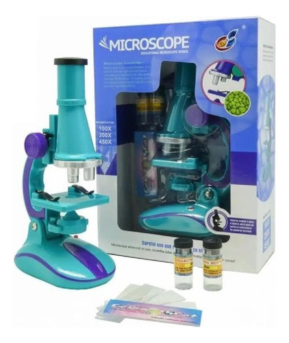 Mini Microscopio Ciencias Infantil Led 100x 200x 450x Verde