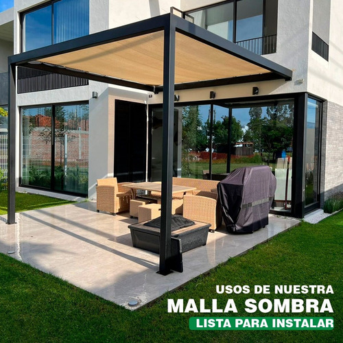 Imagen 5 de 10 de Malla Sombra 90% Raschel Beige De 6mx4m Reforzada