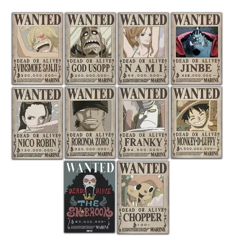 Kit Quadros Procurado One Piece Wanted Luffy Zoro Nami