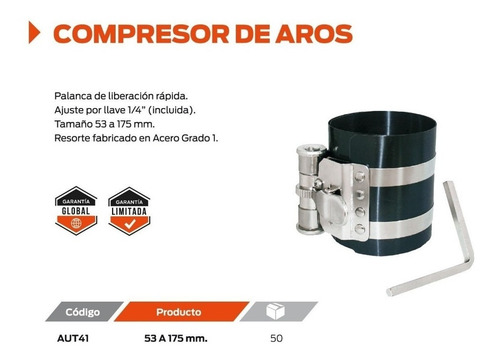 Pinza Prensa Aros 53 - 175mm Hamilton Aut41 Compresor Piston