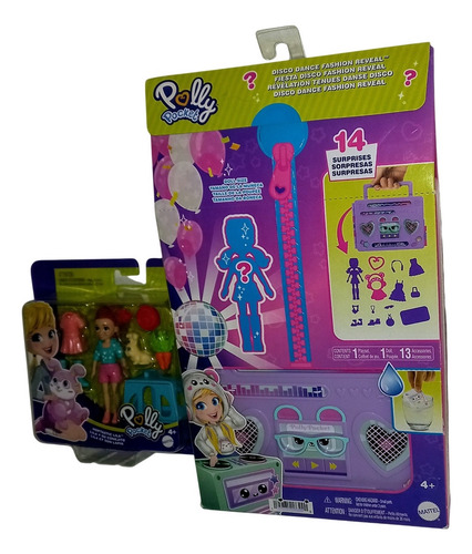 Muñeca Polly Pocket Disco Dance Fashion Reveal Pack Con Dos