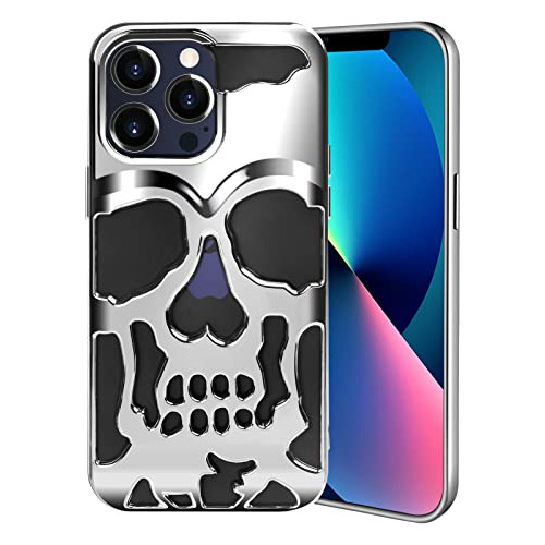 Funda Para iPhone 14 Pro Max Skull Hollow Electroplate Gl-02