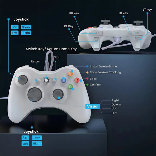 Control Alambrico Para Xbox 360 Y Pc Gamepad Color Black
