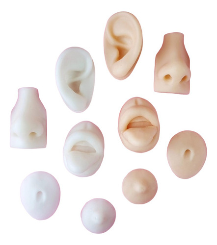 Kit X5 Exhibidores De Silicona(oreja,nariz,boca,pezon,ombli)