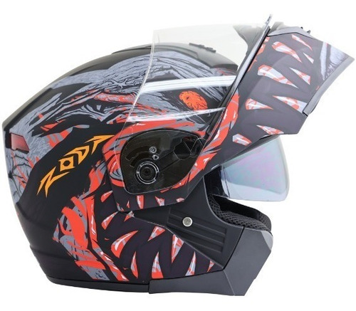 Imagen 5 de 7 de Casco Roda Luminar Abatible Luz Led Certificado Dot Negro