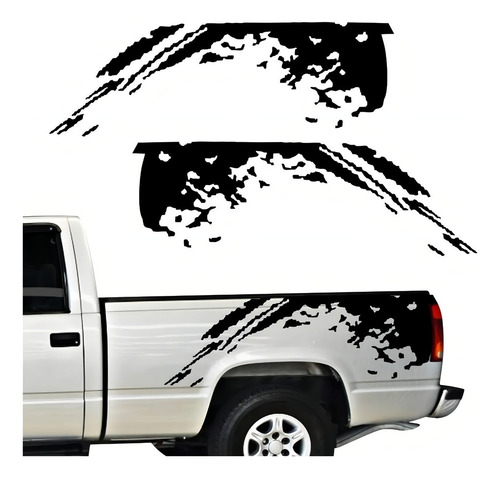 Kit Adesivos Caçamba Lateral Para Chevrolet Silverado 19181 Cor Preto