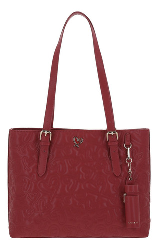 Bolsa Tote Gorett Shantal Gs25083-r Color Rojo Correa De Hombro Rojo Diseño De La Tela Corazones