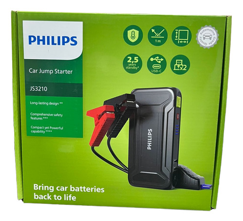 Auxiliar Partida Philips Jump Starter 12v Bateria 9.900mah