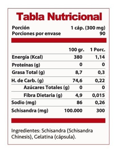 Imagen 2 de 3 de Schisandra Antioxidante Y Energizante 90 Cáps 90 Servicios