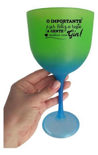 Kit 10 Taças De Gin Bicolor Azul E Verde Personalizadas Nome