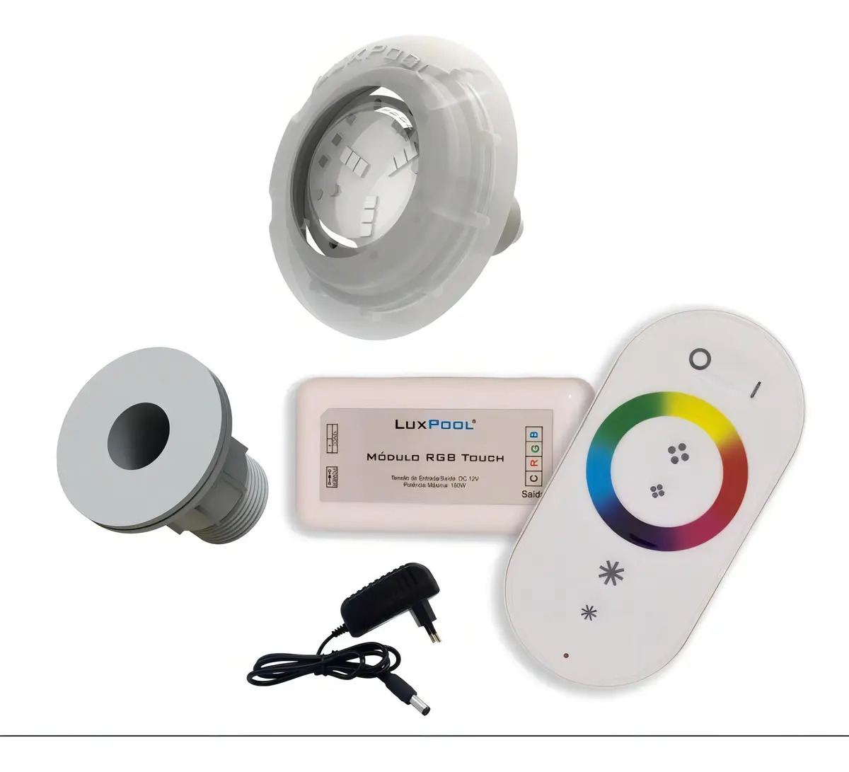 Kit Led Piscina + Controle + 1 Led Rgb + Fonte + Nicho Fibra