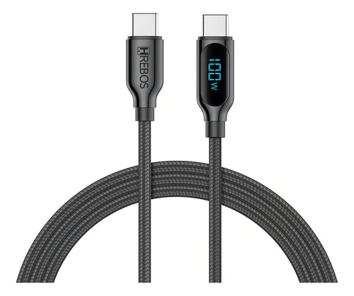 Cabo Dual Type-c Para Type-c Techview Digital Turbo 100w Cor Preto
