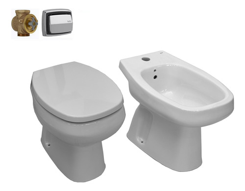 Combo Baño Monaco Corto Bidet Valvula Tecla De Descarga P