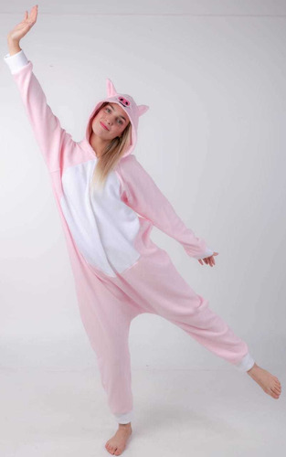 Pijama Entero Chancho Kigurumi Invierno Niño 0,70 A 1,49mts.