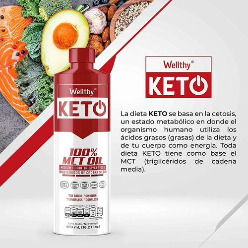 Imagen 5 de 8 de Wellthy Keto Mct Oil Aceite Mct 480ml Se