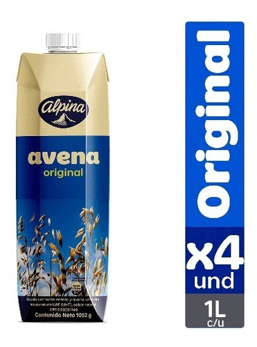 Alpina Avena Original En Caja 4 Unidades/ 1 Litro