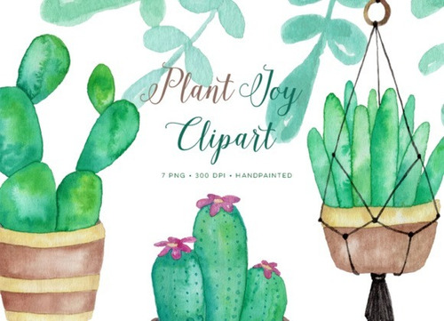 Kit Imágenes Digitales Plantas Watercolour Plant Joy