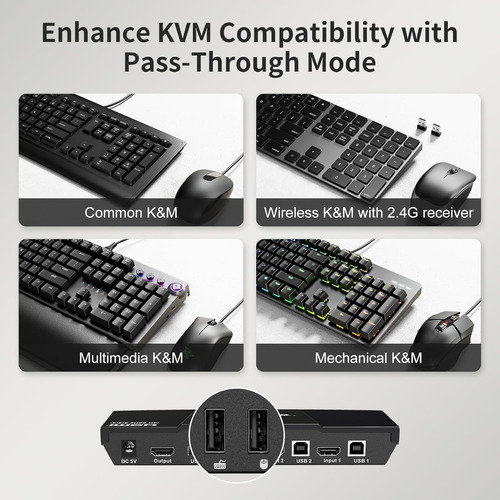 Conmutador Kvm Hdmi Tesmart De 2 Puertos 4k @60hz, Conmutado