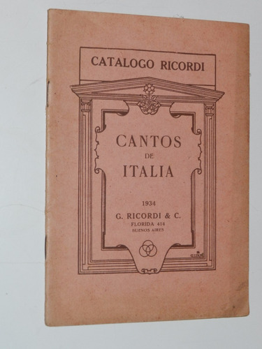 * Cantos De Italia - Catalogo Ricordi