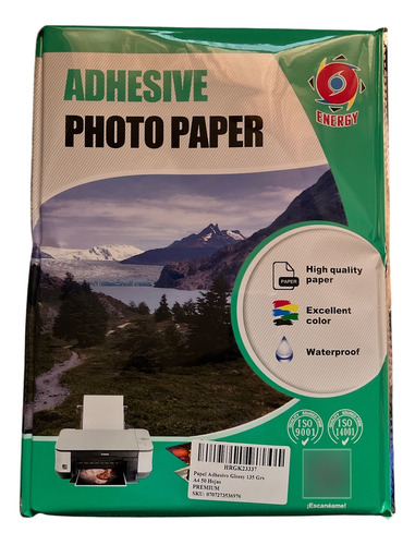 Papel  Adhesivo Glossy 135 Grs A4 50 Hojas