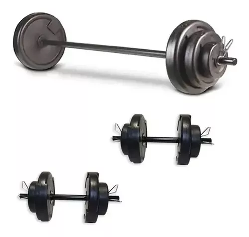 Kit Set 20 Kg Discos Bsfit Pesas Barra Mancuerna Combo