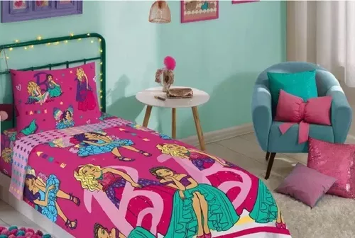 JOGO DE CAMA SOLTEIRO KIDS BARBIE E O PORTAL SECRETO 3 PEÇAS